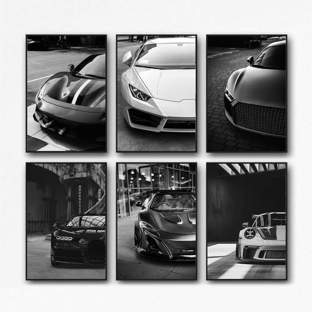 🏎️ Generisch 6 Stück Auto Posters SuperCar Poster CHIRON P1 911GT3 RS Art Prints For Walls 🖼️