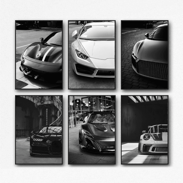 🏎️ Generisch 6 Stück Auto Posters SuperCar Poster CHIRON P1 911GT3 RS Art Prints For Walls 🖼️