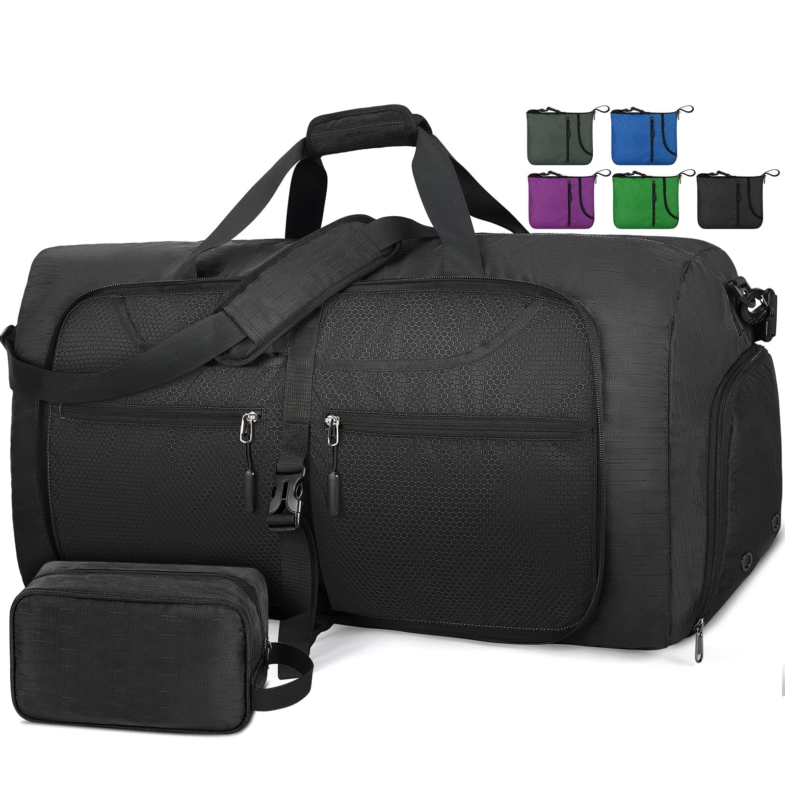 Lubardy Reisetasche Groß Herren 65L 80L 100L Faltbare Sporttasche Schwarz-65L 🎒