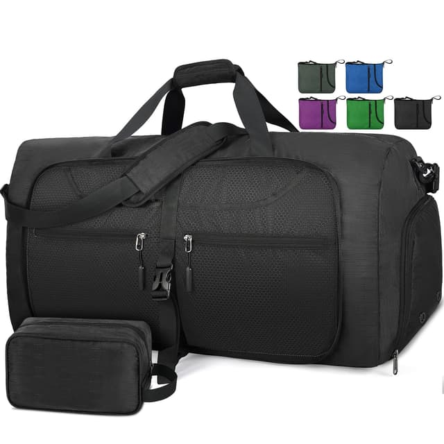 Lubardy Reisetasche Groß Herren 65L 80L 100L Faltbare Sporttasche Schwarz-65L 🎒