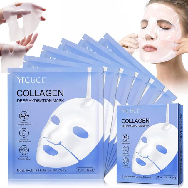 🌙 Collagen Maske Overnight (6 Stück) – Intensive Pflege & Anti-Aging Tuchmaske