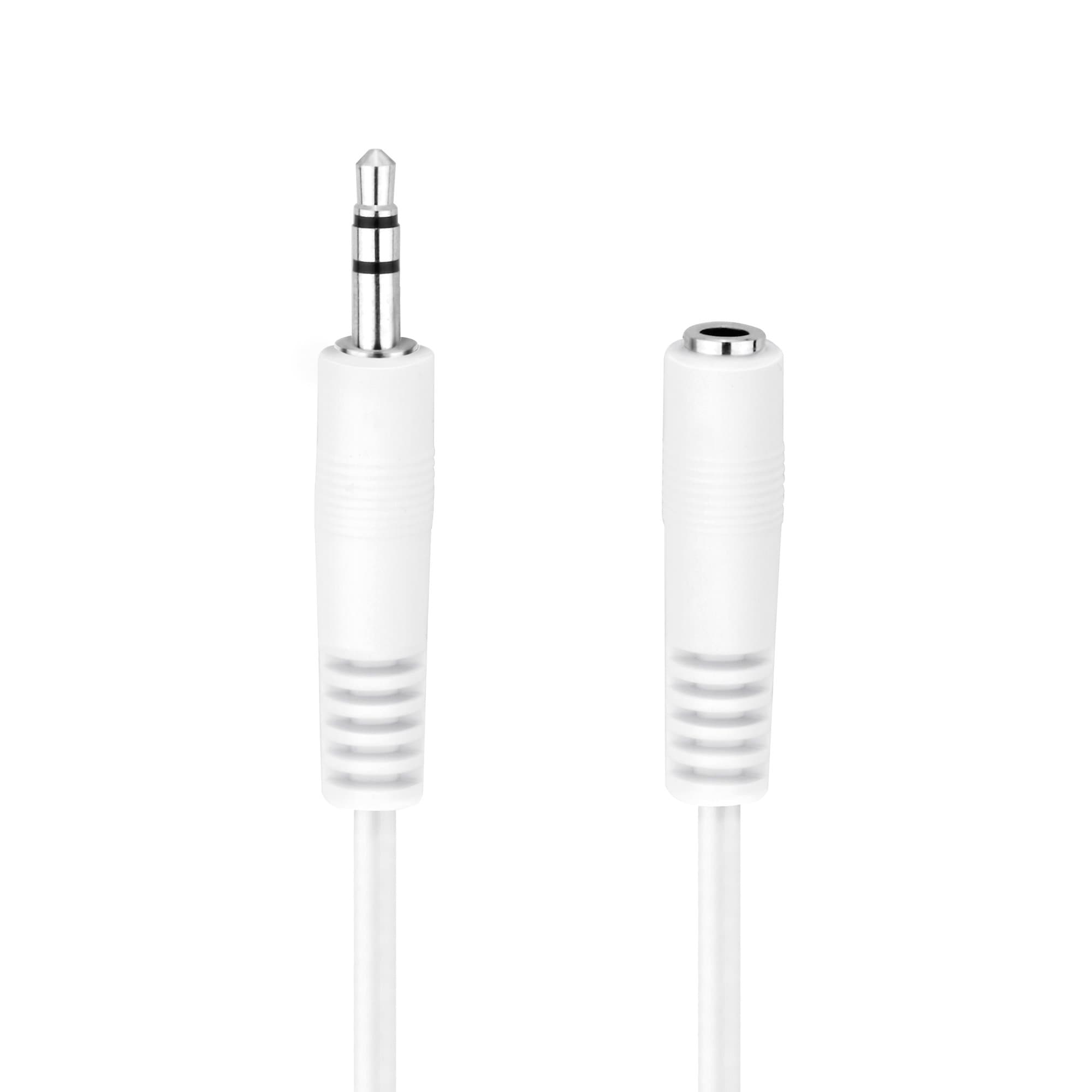 🔊 HDSupply AC016-015 Audio Stereo Verlängerungskabel 3,5mm Stecker auf 3,5mm Buchse, Ultra Slim Design, 1,50m, weiß 🔊