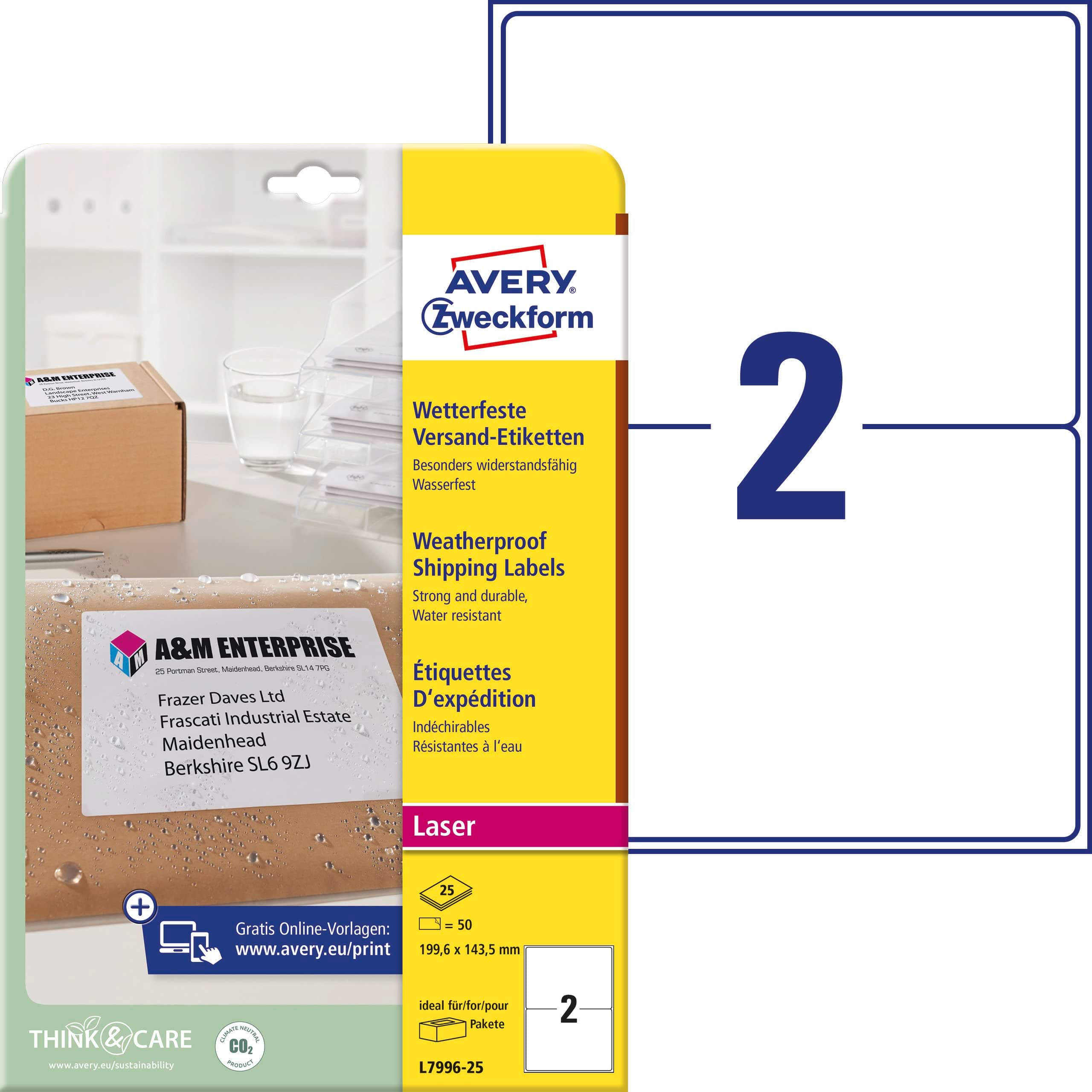 📦 AVERY Zweckform L7996-25 Wetterfeste Versandetiketten 🏷️