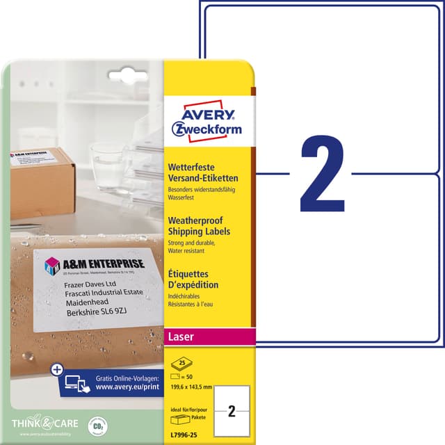 📦 AVERY Zweckform L7996-25 Wetterfeste Versandetiketten 🏷️