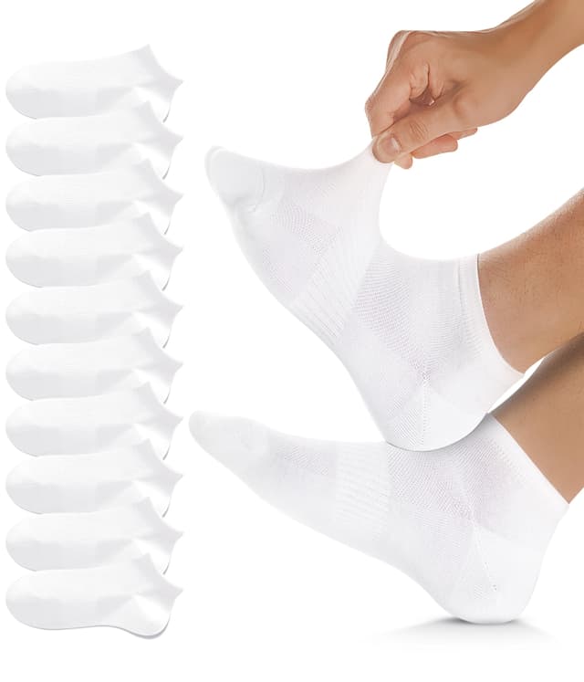 FORVEVO 10 Paar Sneaker Socken Herren Damen - Atmungsaktive Baumwolle - Laufsocken Kurz - Weiß