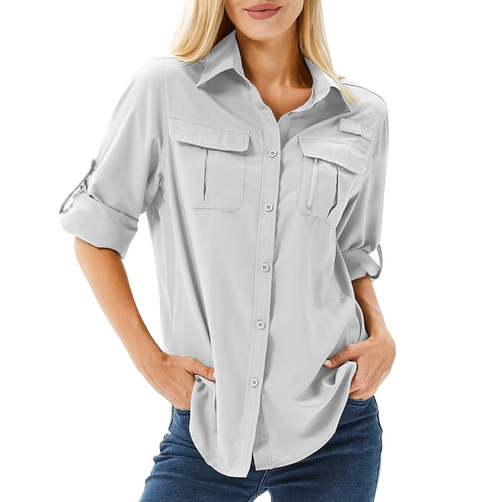 yeyity Hemdbluse Damen UPF 50 UV Schutz Langarmshirt Damen Outdoor Wanderhemd Safari Kleidung Damen