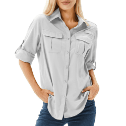 yeyity Hemdbluse Damen UPF 50 UV Schutz Langarmshirt Damen Outdoor Wanderhemd Safari Kleidung Damen
