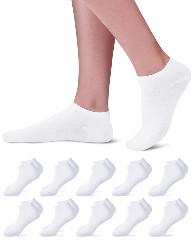 Niorasen Sneaker Socken Herren Damen 39-42 43-46, 10 Paar 🧦 Baumwolle Kurze Sneakersocken Halbsocken, Schwarz Weiß Grau 35-38 47-50 39-42 Weiß x10