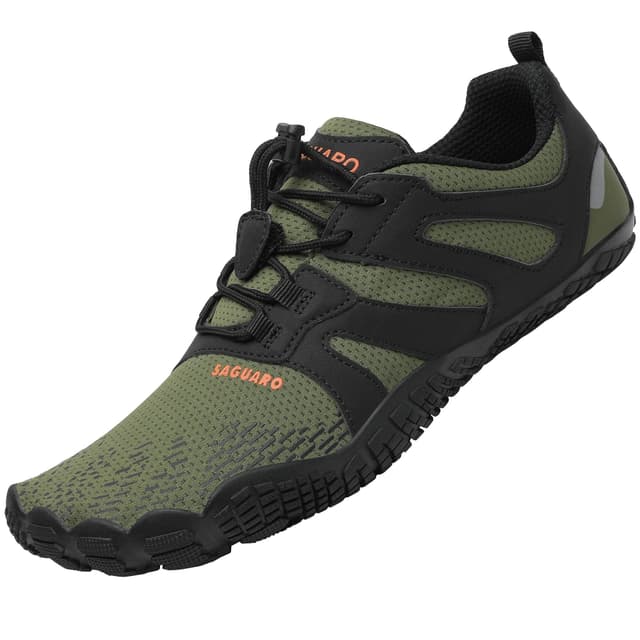 SAGUARO Barfußschuhe Herren Damen Outdoor Sport Fitnessschuhe Traillaufschuhe Gr.35-48 43 EU Armee Grün 🏃‍♂️👟