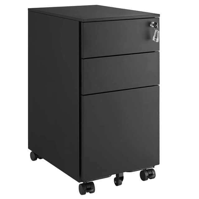 🔒 SONGMICS Rollcontainer | Abschließbarer Büroschrank mit 3 Schubladen
