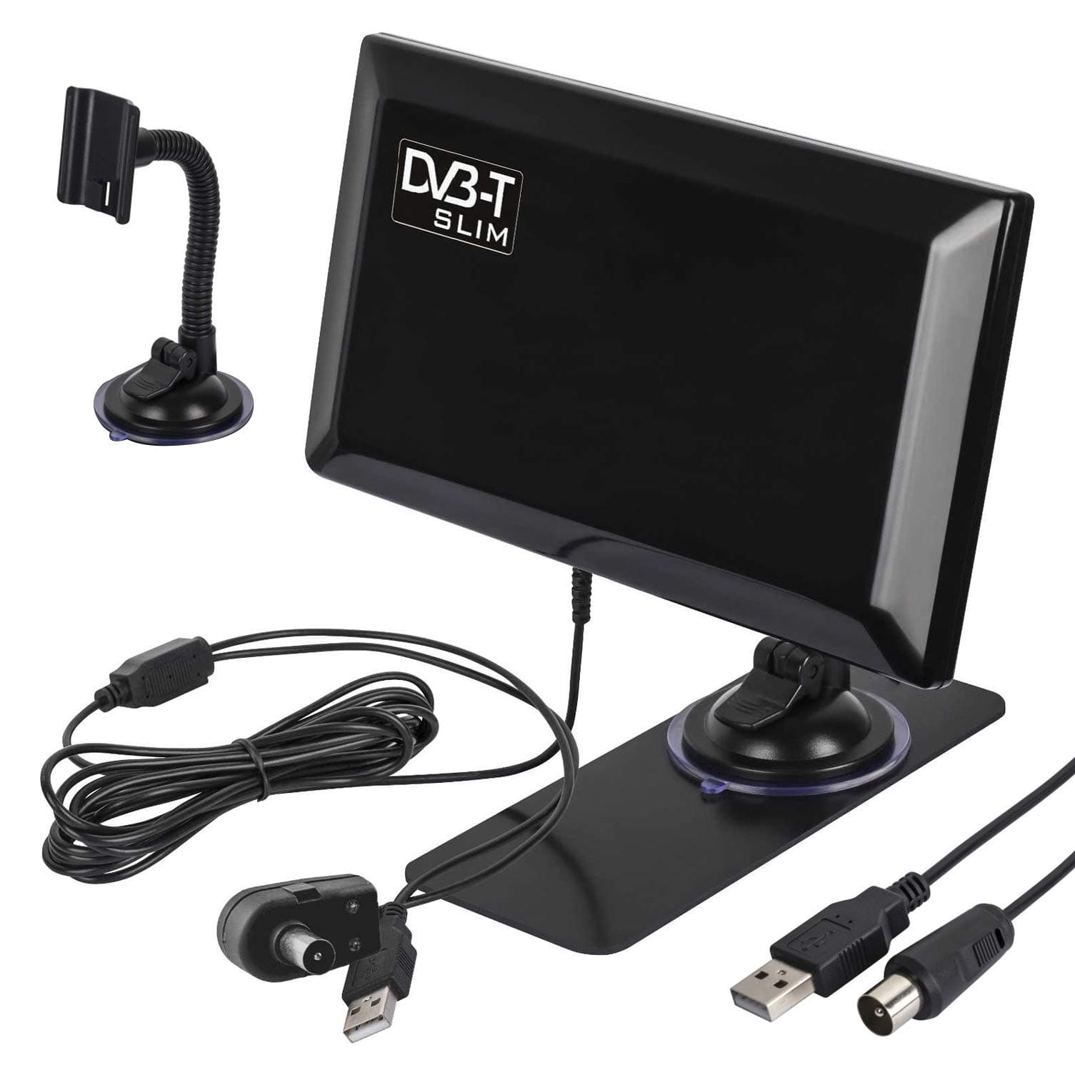 📺🚗 Maclean MCTV-948 Aktive Zimmerantenne DVB-T DVB-T2 | Verstärkerantenne mit Saugnapf Halterung