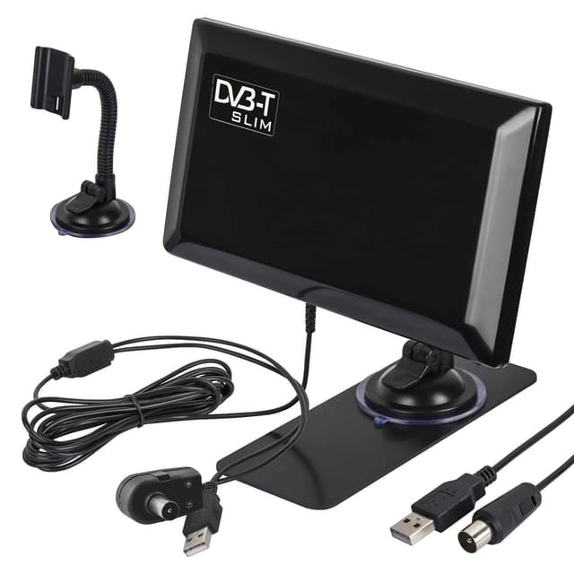 📺🚗 Maclean MCTV-948 Aktive Zimmerantenne DVB-T DVB-T2 | Verstärkerantenne mit Saugnapf Halterung