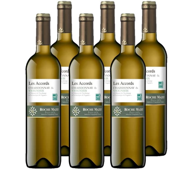 Les Accords de Roche Mazet - Weißwein Trocken - Chardonnay Viognier - IGP Pays d'Oc - Terra Vitis (6 x 0,75 l) 🍷🌿🍑