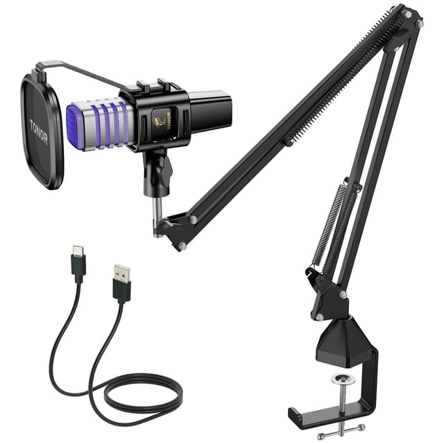 TONOR Gaming USB Mikrofon mit RGB Lichtern - Set für Gamer