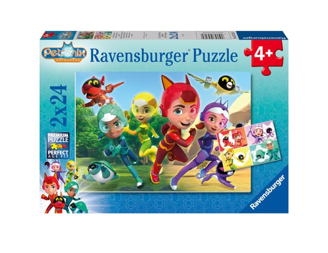 🧩 Ravensburger Kinderpuzzle Die Tierschützer - 2x24 Teile Petronix Puzzle für Kinder ab 4 Jahren 🐶🦄🚗