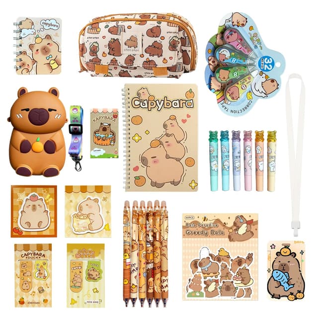 Zadoreck Capybara Federmäppchen Schreibwaren Set 🌟 Kawaii Sachen Spiralnotizbuch A7/A5