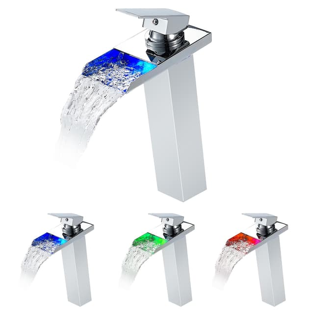 LED Wasserfall Hoch Wasserhahn Bad mit 3 Farbewechsel und Temperatursensor 🚿💧