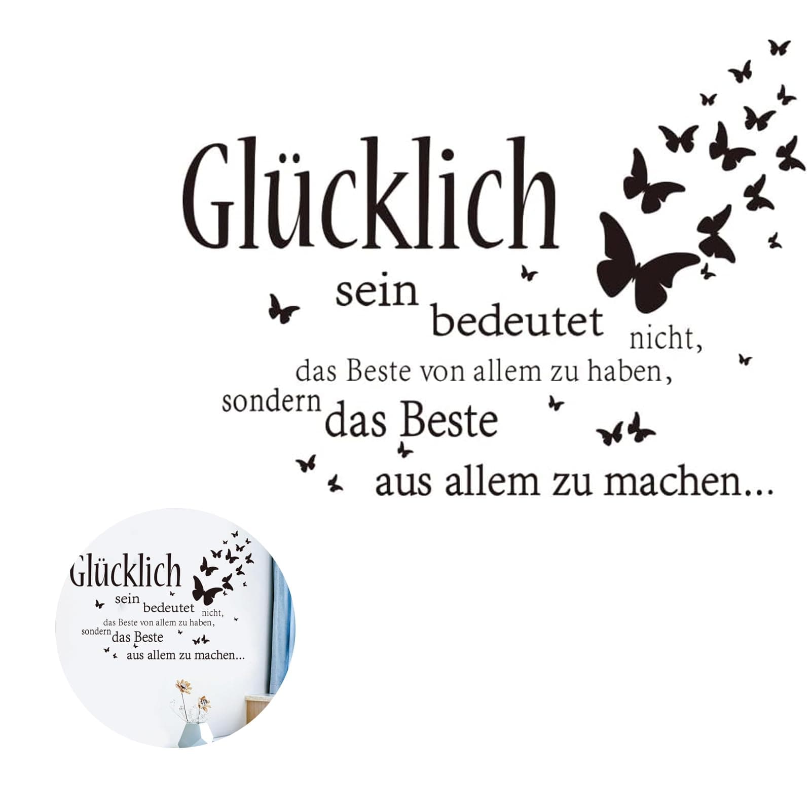Wandtattoo Sprüche Glücklich 💫 Hochwertiges Material & Einfache Anwendung