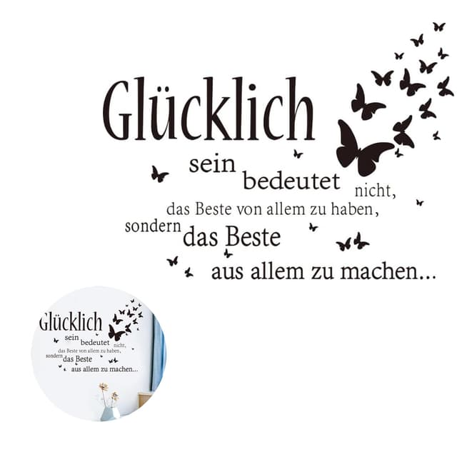 Wandtattoo Sprüche Glücklich 💫 Hochwertiges Material & Einfache Anwendung