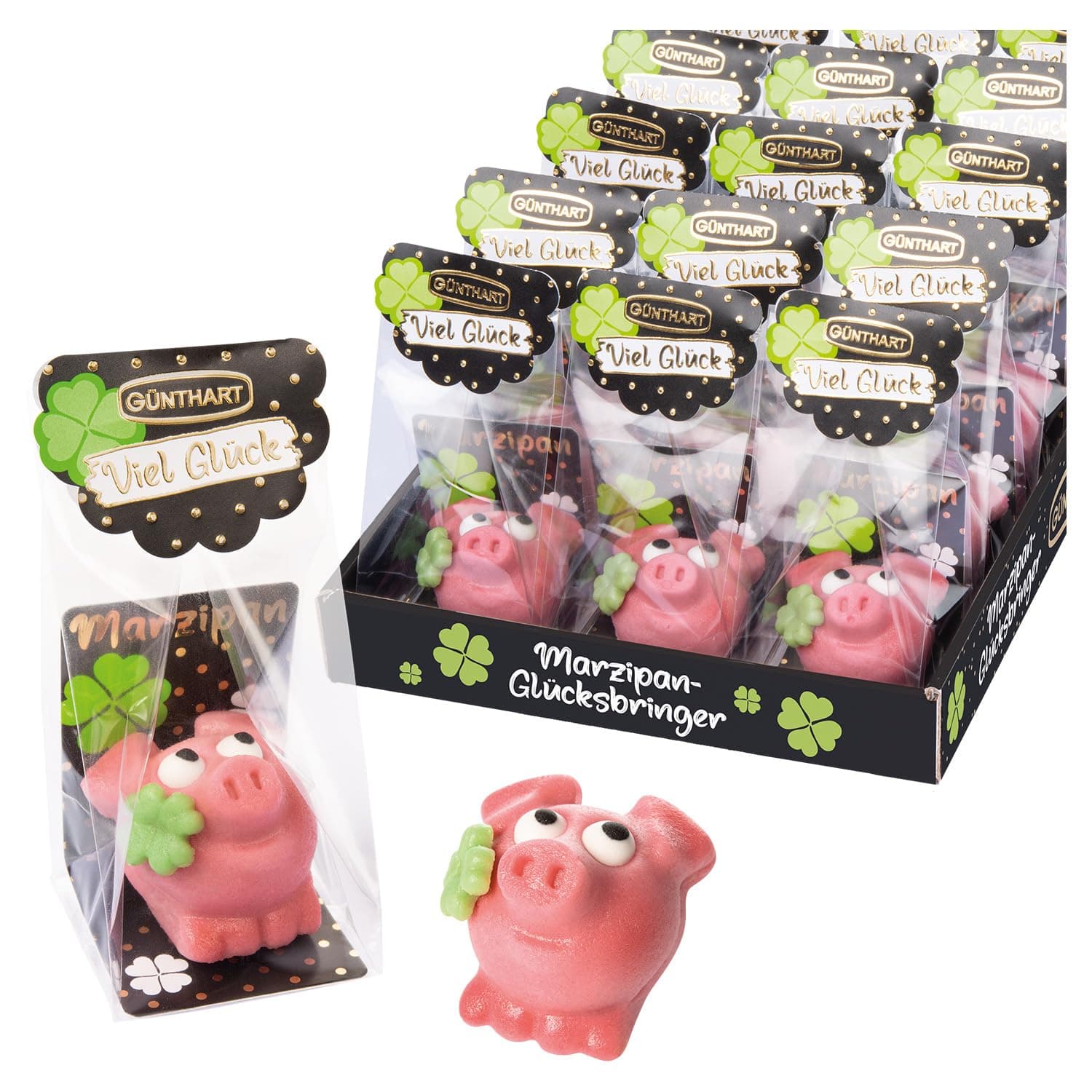 🐷 Günthart 15 Stück Marzipan Schweinchen im Cellophanbeutel 🎁🐖