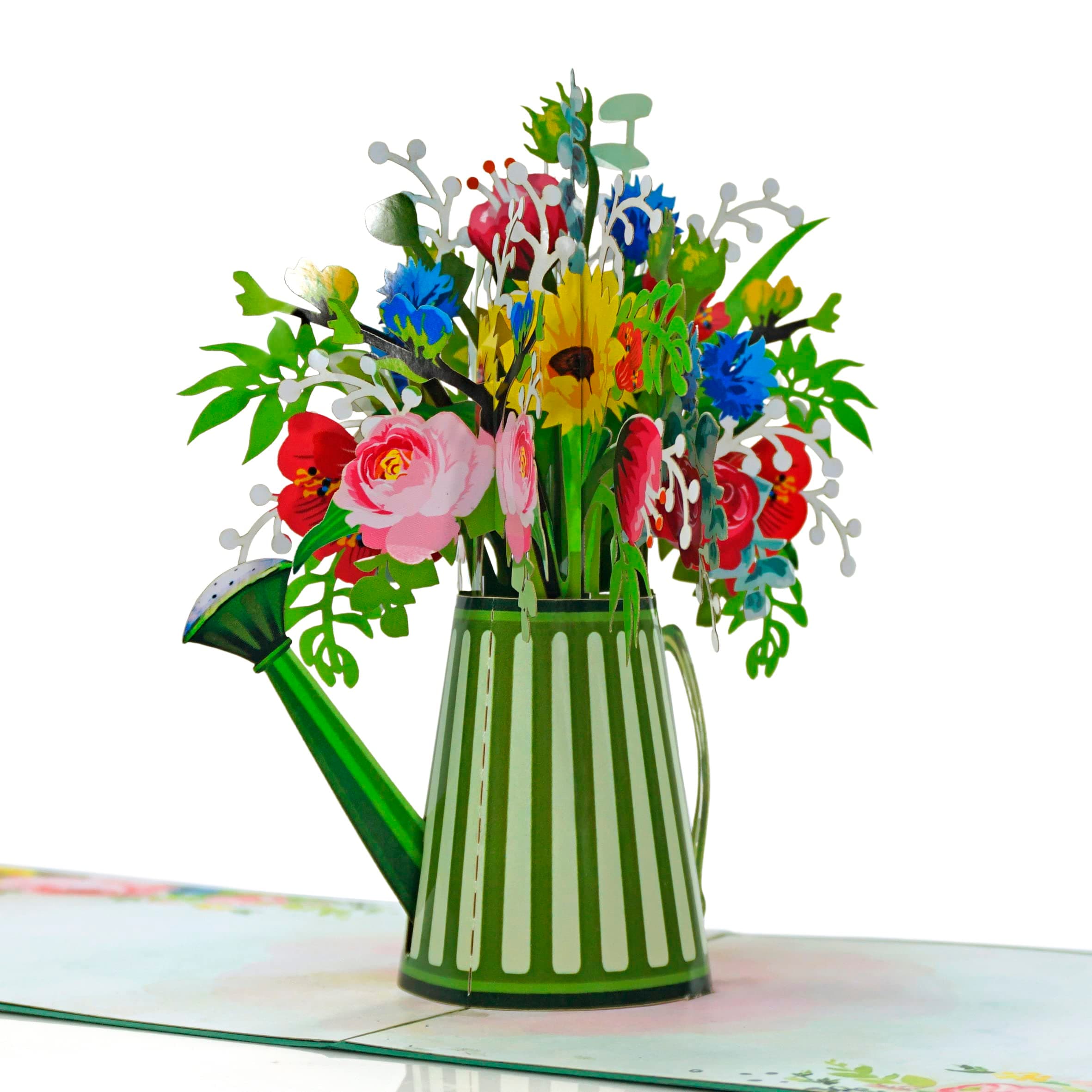 🌸🎉 Cutpopup Watering Can - Flower Pop Up Card, Birthday Biglietto per donne, Carta per la festa della mamma Pop-up, 3D Birthday Biglietto pop-up IT Can Flowers
