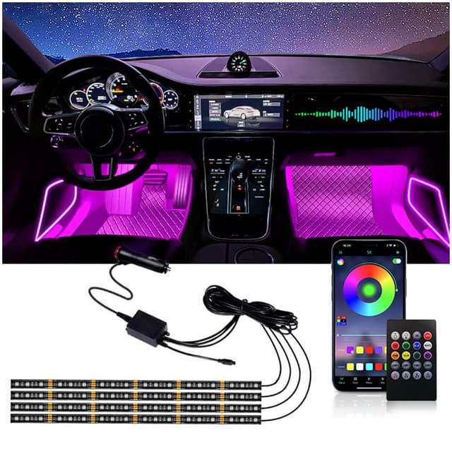 Massway LED Innenbeleuchtung Auto - 72 LED Streifen - Wasserdicht - APP & Fernbedienung Steuerung 🚗🌈