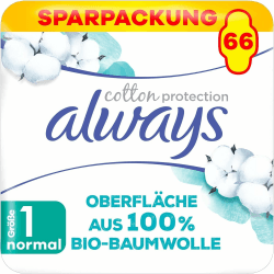 🌸 Angebot: Always Ultra Binden Damen Gr. 1, Cotton Protection Normal, 66 Damenbinden mit Flügeln