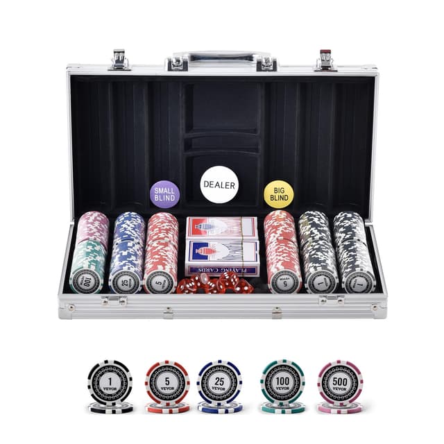 🃏 VEVOR Kunststoff Pokerchip-Set, 300-teiliges Pokerset 🎲
