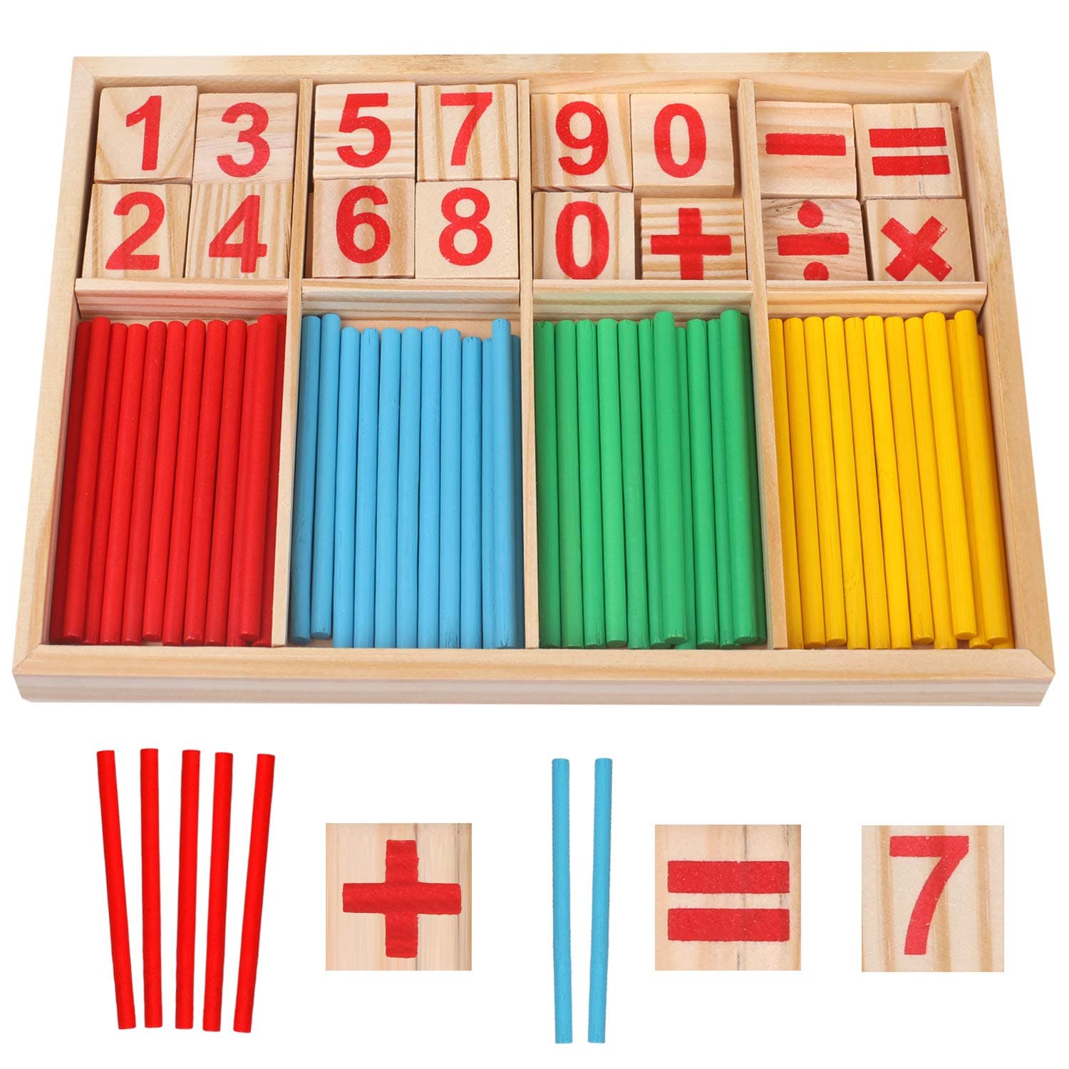 🧮 Montessori Mathematisches Spielzeug Holz - Pädagogisches Mathe-Spielzeug für Kinder 3 4 5