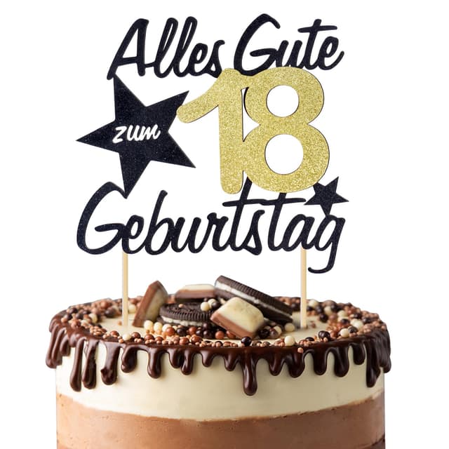 BETESSIN Torten Deko 18 Geburtstag Alles Gute zum Geburtstag 18 Jahre 🎂🍰🎉🧁🎁