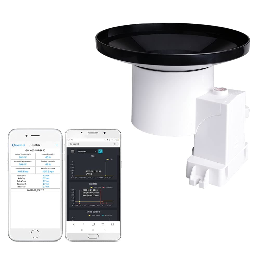 🌧️🌦️ ECOWITT Regenmesser Sensor WH40 | Kabellos & Selbstentleerend | Für Haus, Garten, Farm