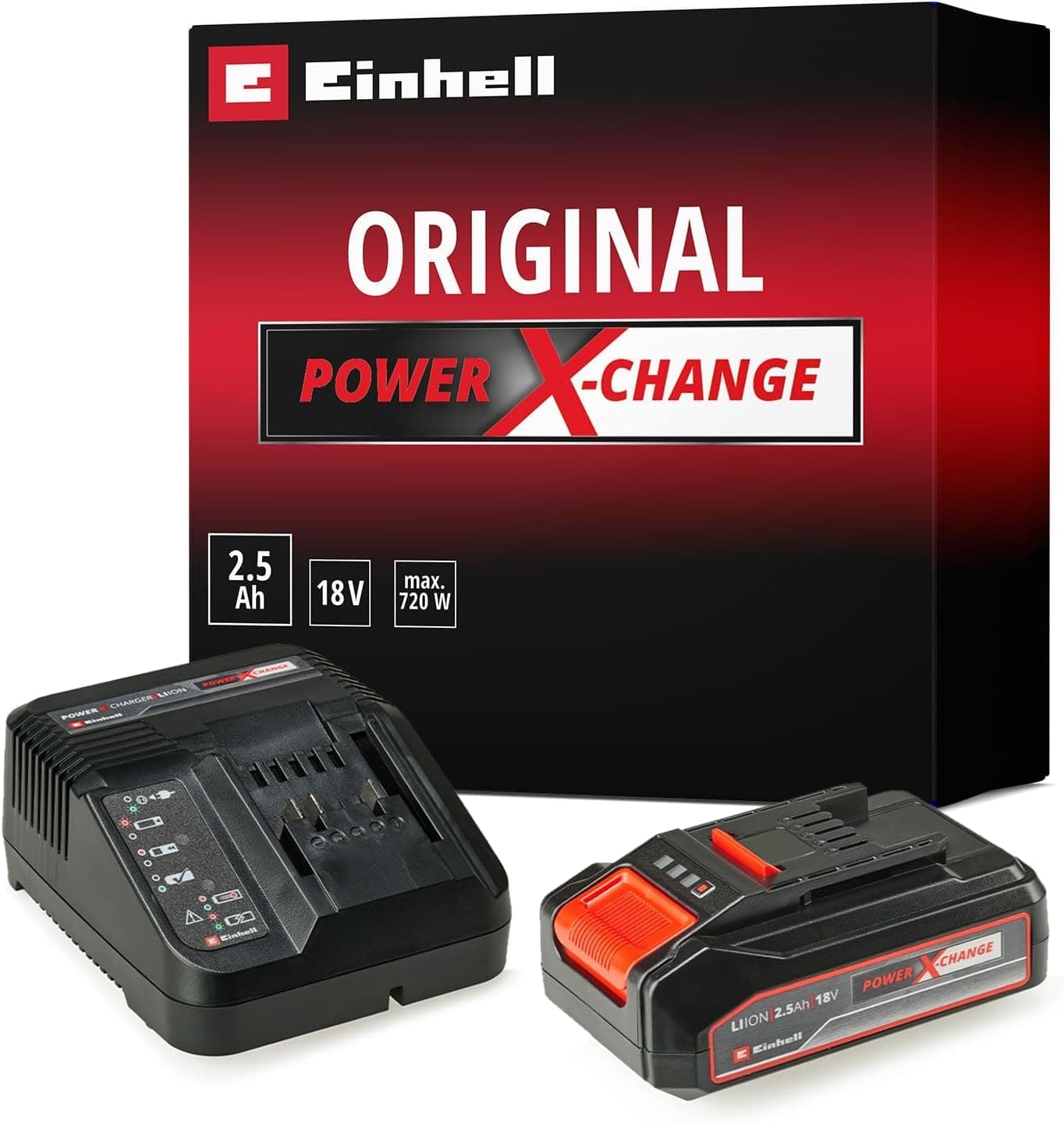 🔋🔌 Original Einhell Starter Kit 2,5 Ah Akku und Ladegerät Power X-Change (Li-Ion, 18 V, 50 min Ladezeit)