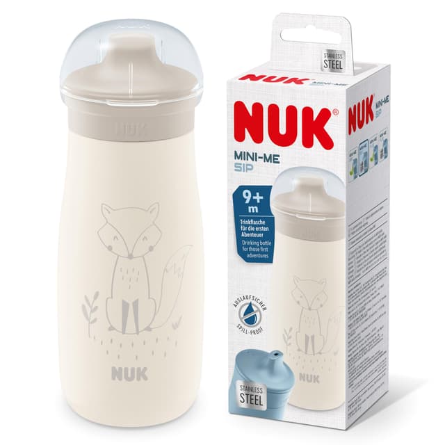 NUK Mini-Me Sip für Kleinkinder | Edelstahl-Wasserflasche mit Fuchs-Design 🦊