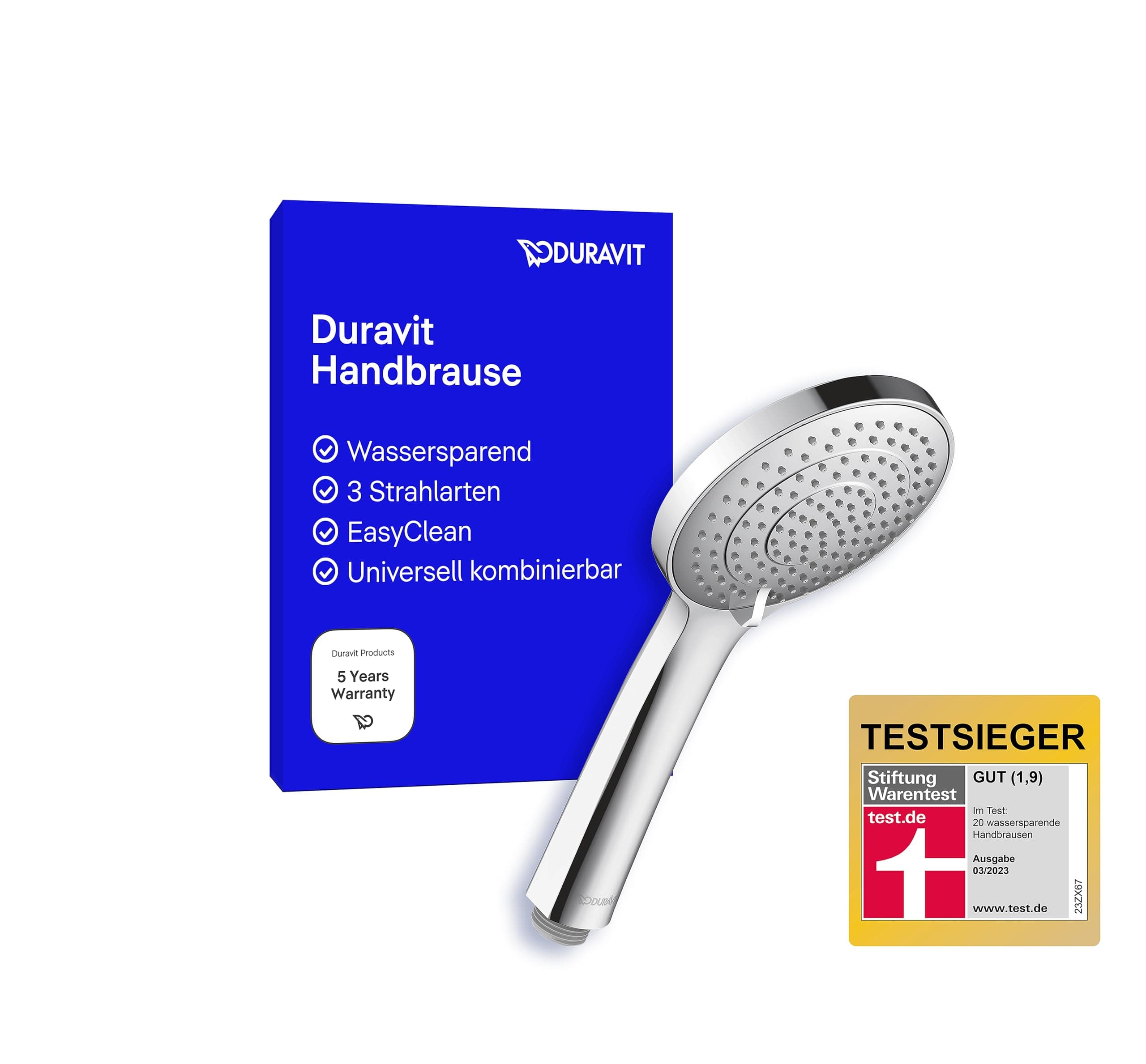🚿 Duravit Universal Duschkopf mit 3 Strahlarten - Handbrause rund Ø 110 mm