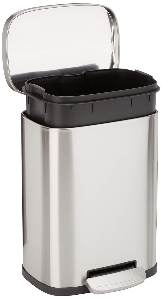 Amazon Basics Mülleimer, schmutzabweisend, rechteckig, gebürsteter Edelstahl 🗑️