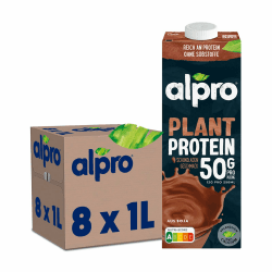 Alpro Proteindrink Soja Schokolade 8x1L | 100% pflanzlich | laktosefrei | zuckerarm | reich an pflanzlichem Protein 🌱🍫 Angebot bei HelloDeals