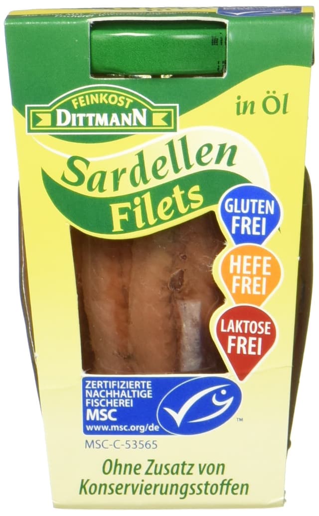 🌟 Feinkost Dittmann Sardellen in Sonnenblumenöl MSC zertifiziert (1 x 80 g) 🐟