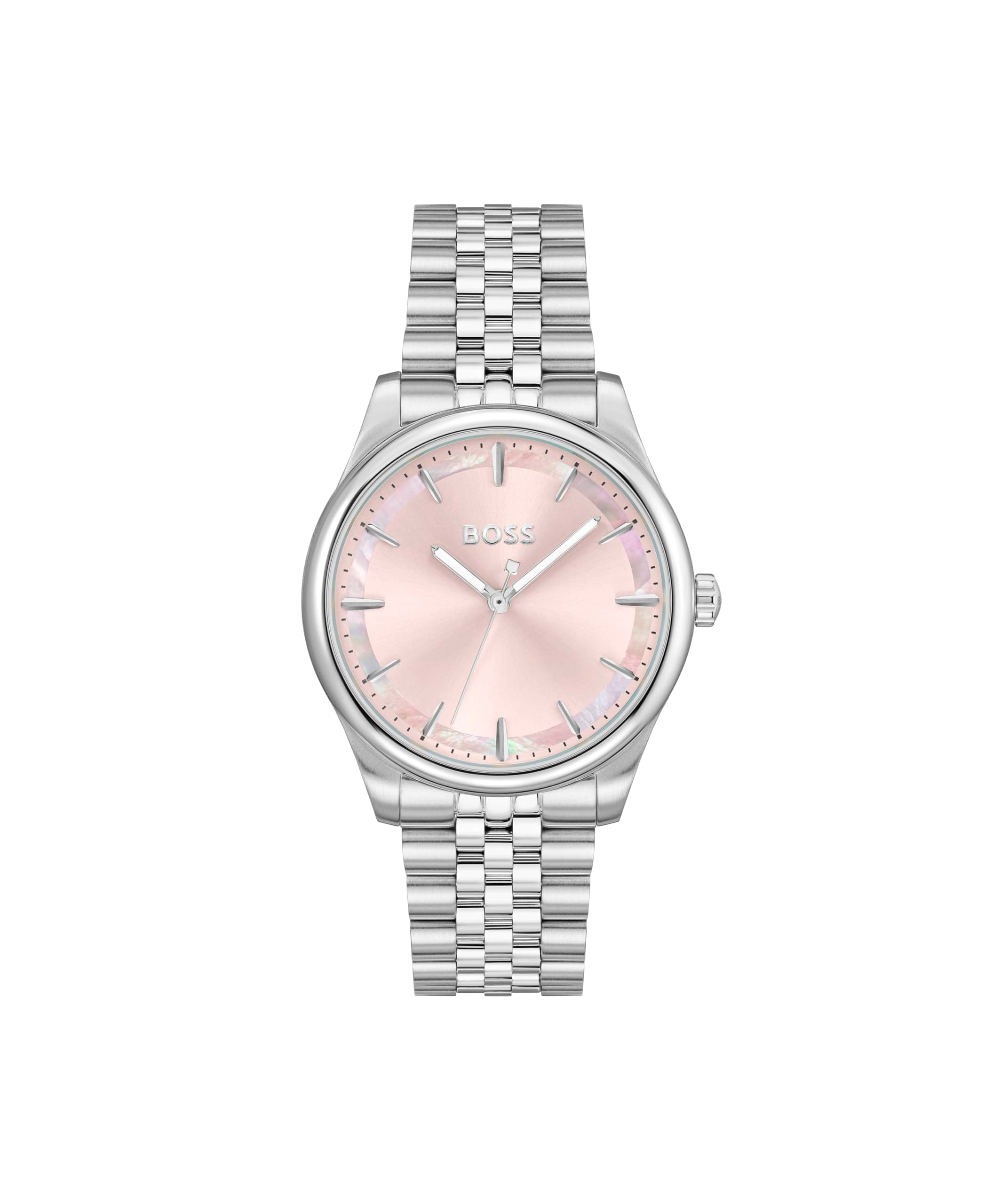 🕰️ BOSS Analog Quarzuhr für Damen Kollektion Graceful mit Silbernes und Zweifarbiges Edelstahlarmband Pink