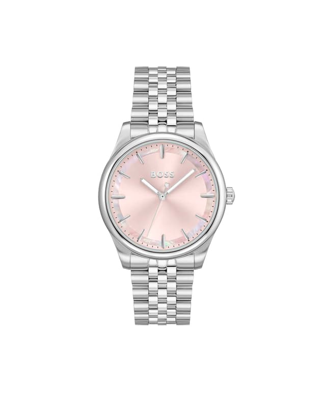 🕰️ BOSS Analog Quarzuhr für Damen Kollektion Graceful mit Silbernes und Zweifarbiges Edelstahlarmband Pink