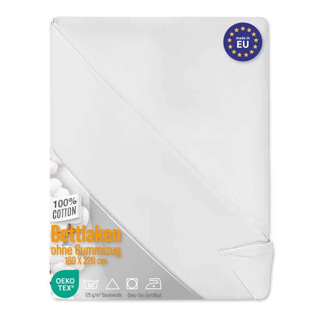 Angebot: Bettlaken ohne Gummizug Baumwolle 2er Set: 160x220 cm 🛏️🔝