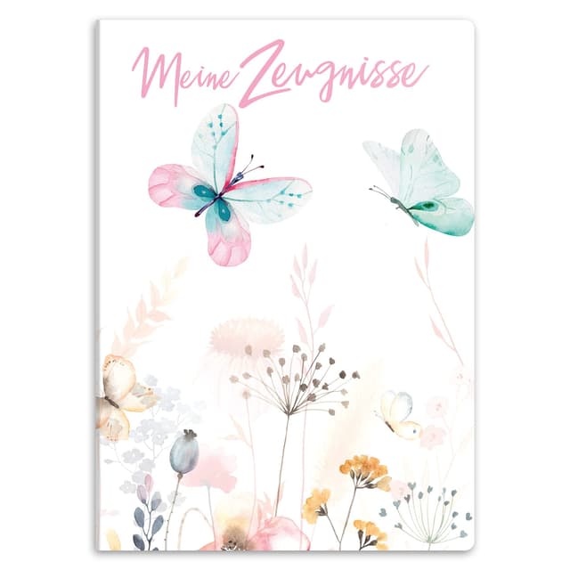 🦋 itenga Zeugnismappe A4 Kunststoff Sichtbuch Motiv Schmetterling 📚