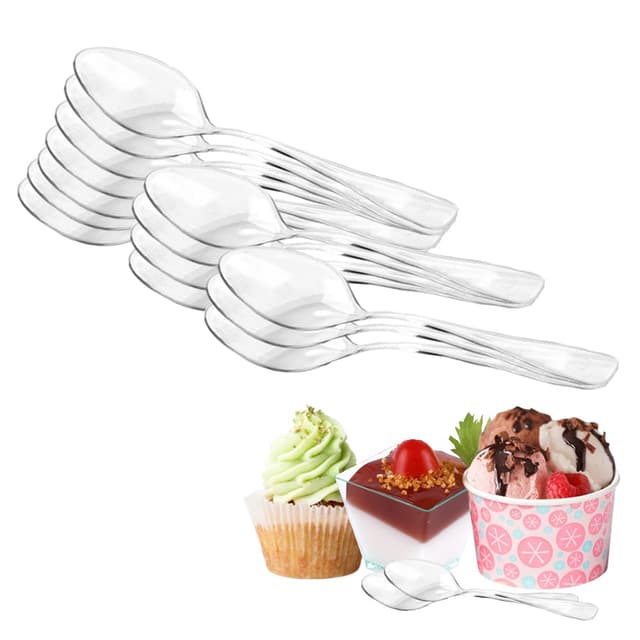 Angebot: 100 Stück Mini Clear Plastic Spoons 🥄