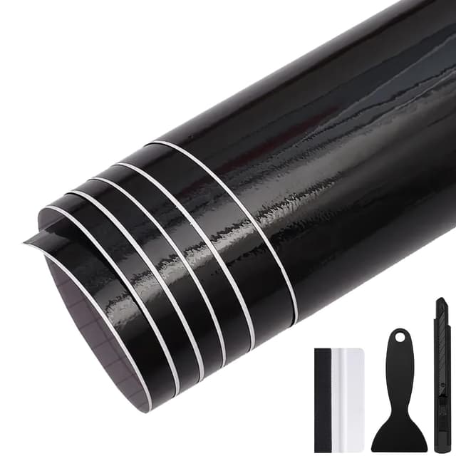 🚗🛠️ GRTHTATI 300cm x 30cm Glanz Schwarz Auto Folie Autofolie Blasenfrei 🚀