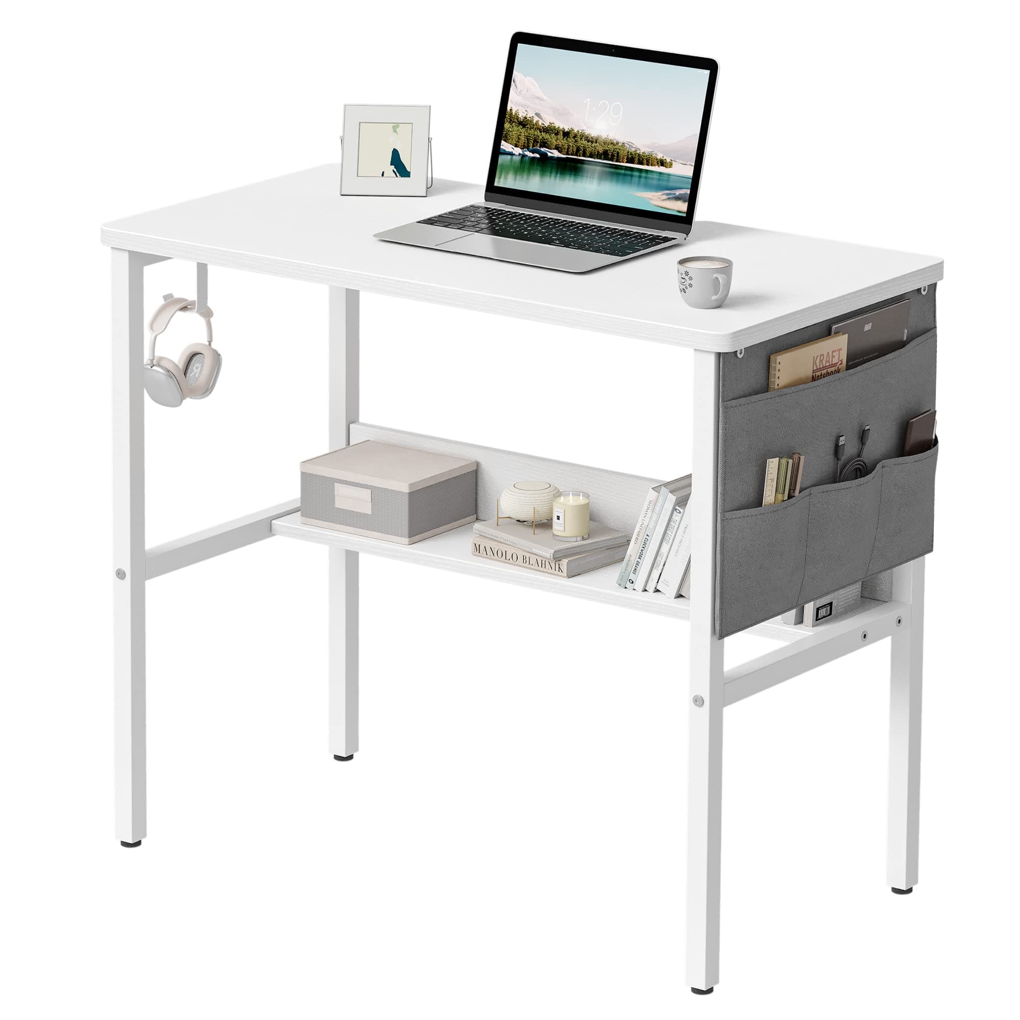 🌟 Tolles Angebot! CubiCubi Schreibtisch, 96 x 40 cm Computertisch, Weiß