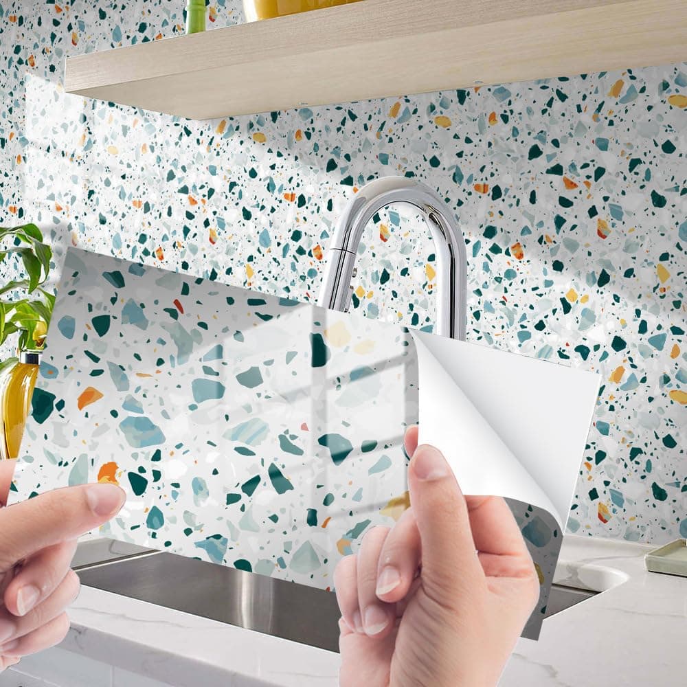 🏡🛁🎨 16 Stück Fliesenaufkleber 30x15cm Marmor Muster für Küche Badezimmer Wohnzimmer