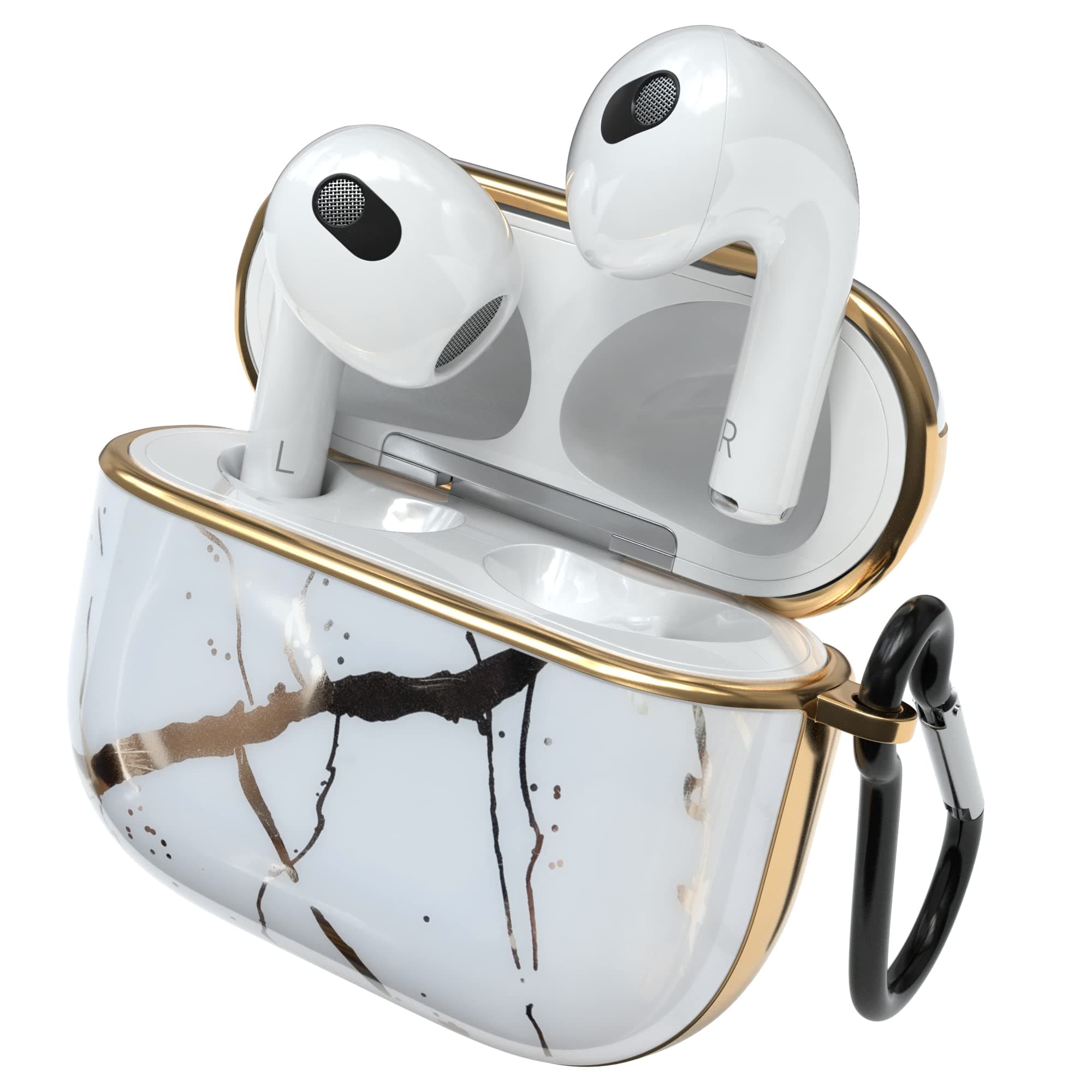 🎧 EAZY CASE - Schutzhülle für AirPods 3 Hülle Weiß Hard Case Stoßfest mit Karabiner 🌟