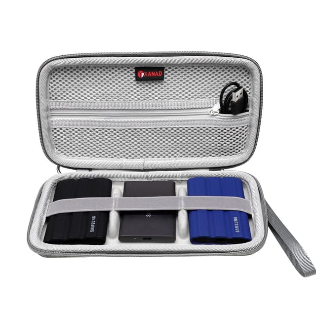 👜 XANAD Tasche für Samsung Portable SSD T9 / T7 Shield / T7 / T7 Touch Externe 3-SSD Case Schutzhülle (Grau 3 SSD) 🛡️