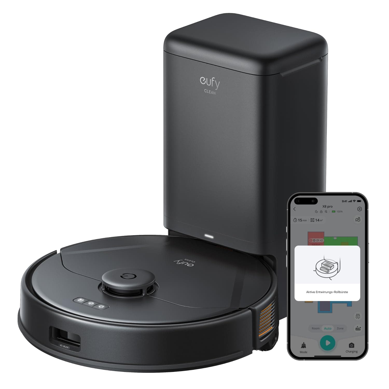 🤖🧹 Eufy X8 Pro Saugroboter mit Wischfunktion und Selbstentleerungsstation - Generalüberholt