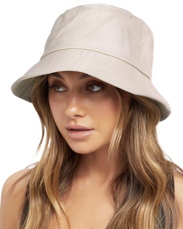 FURTALK Unisex Fischerhut Baumwolle Bucket Hat Verstellbare Sonnenhut für Damen und Herren Beige M-L 🎩☀️