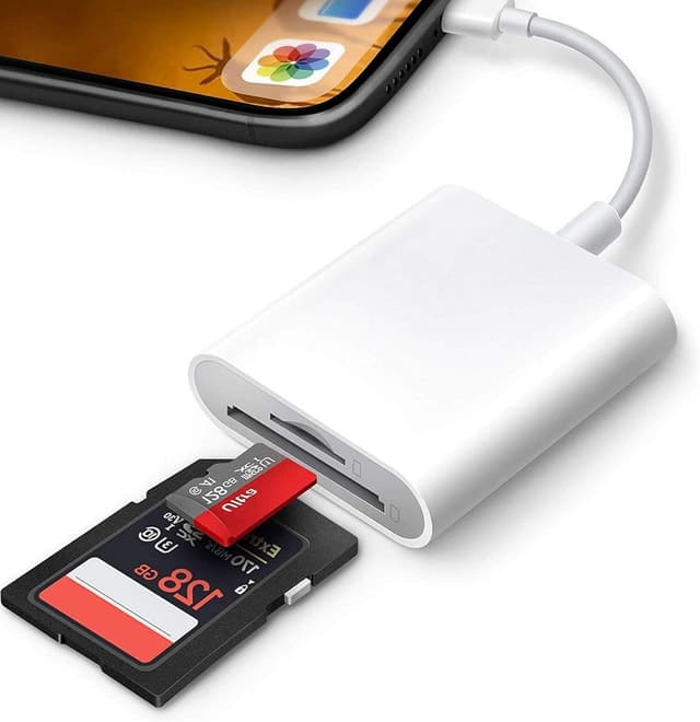 📸 SD-Kartenleser für iPhone/iPad | 2-in-1 Lightning-to-SD-Karte mit Dual-Slot für microSD/SD | Viewer SD-Kartenadapter-Konverter für iPhone 14/12/12/11/X/XS/XR/8/7 iPad
